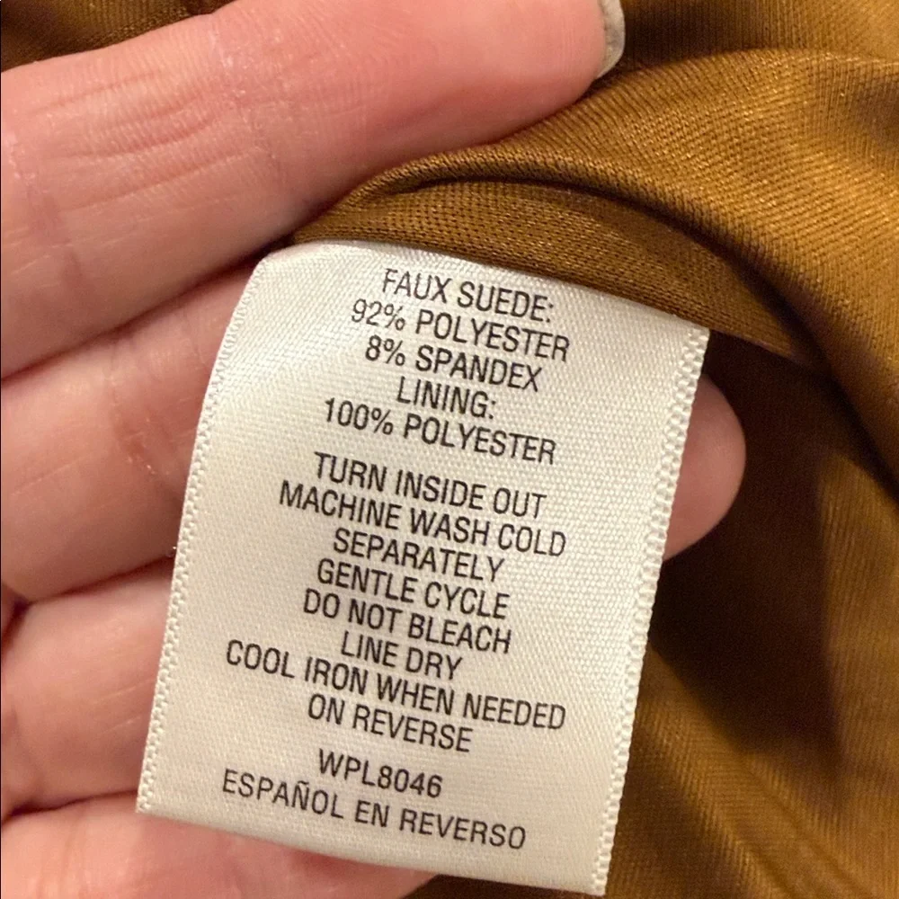 Thalia Sodi Tan Faux Suede Pencil Skirt with Stunning Unique Cutout Hem Size L
